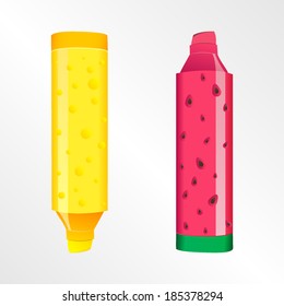 Yellow and Pink Markers with texture