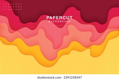 Yellow and pink papercut background multi layers decoration