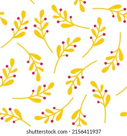 Yellow and pink plant seamless pattern.