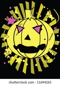 Yellow and pink pumpkin halloween vector