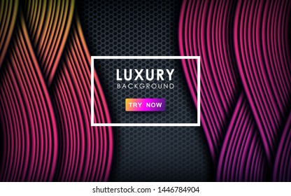 Yellow, pink and purple gradient dynamic wave background. Luxury colorful mesh abstract overlap layer. 