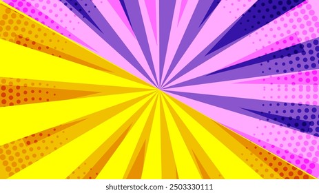 Yellow pink and purple violet vector burst retro background