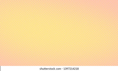 Yellow and pink retro comic pop art background with halftone dots design, vector illustration template