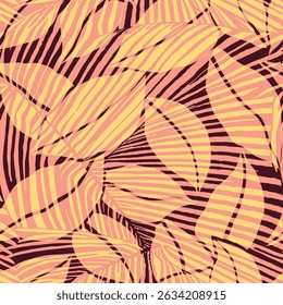 Hoja de Vector inconsútil amarilla y rosa con el modelo abstracto en fondo marrón