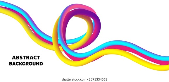 Yellow, pink, and sky blue colour abstract wave pattern shape lines vector illustration. Perfect for modern projects basktop wallpaper, business poster, digital marketing, company.