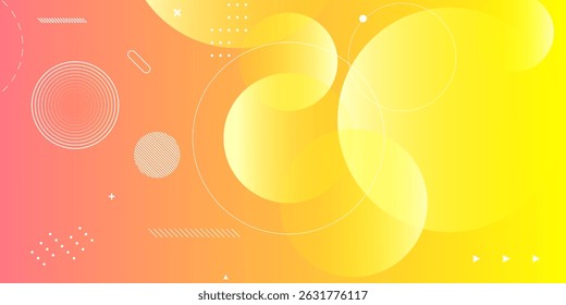 Yellow and pink smooth gradient background, with soft geometric circle design background vector illustration. Futuristic templates. High quality degital graphic. Perfect for modern artwork, banner.