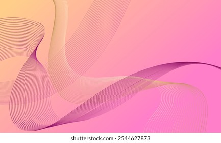 yellow pink smooth lines wave curves with soft gradient abstract background