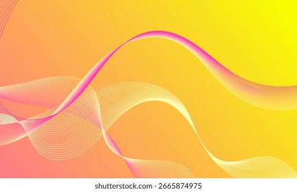 Curvas de onda de líneas suaves de color rosa amarillo con fondo abstracto de gradiente suave