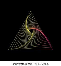 Yellow and pink spirograph pattern on dark background. Spiral vortex on black backdrop. Universe objects. Isolated vector illustration on black background.