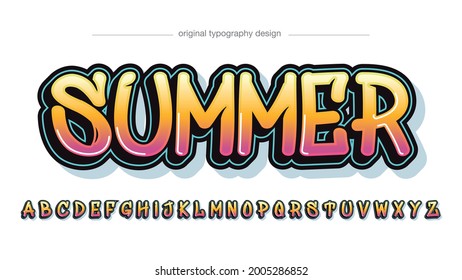 Yellow Pink Summer Graffiti Artistic Font Typography