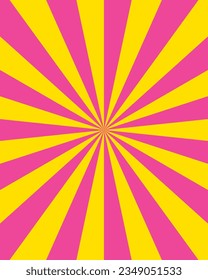 Yellow pink Sunburst Pattern Background. Rays. Radial. Summer Banner. Vector Illustration