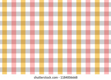 Yellow and Pink Tablecloth Seamless Pattern. Two Color Gingham Design 
