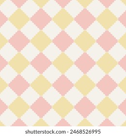 Yellow and Pink Vector Diamond Pattern. Pastel Color