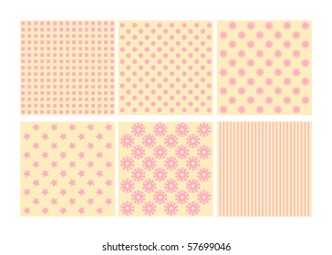 Coleção de padrões vetoriais amarelos e rosa