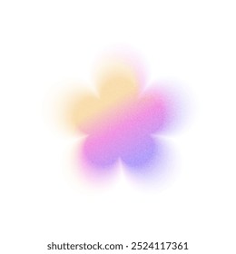 Forma de flor de gradación de gradiente violeta rosa amarillo. Abstractas malla de desenfoque de acuarela colorida aislada. Gradiente aura, grano de neón con efecto de ruido, color suave. Ilustración vectorial