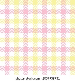 gingham de hueso de arenque amarillo, rosa y blanco. Patrón de platillos vectoriales sin igual adecuado para la moda, la decoración del hogar y el estacionario.