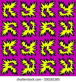 Yellow and pink zig zag shapes pattern. Expressive seamless vector background.