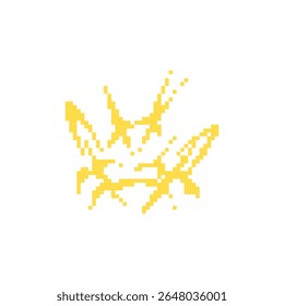 Amarelo pixel arte coroa em um design arrojado, simbolizando bang em um olhar retro nostálgico.