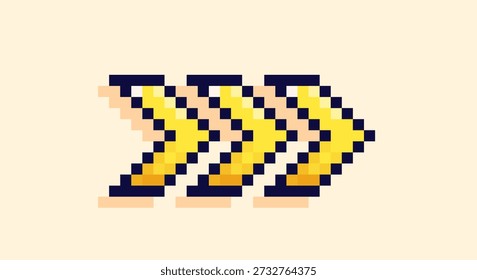 Setas Y2K em pixel art amarelo.