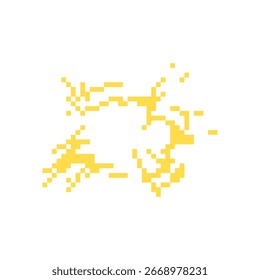 Yellow pixel lightning bolt in retro 8 bit style, perfect for expressing energy in game design.