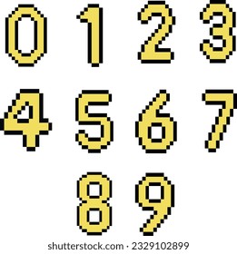 Yellow pixel style numbers without background