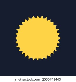 Yellow Pixel Sun Icon. Vintage Weather Symbol for Sunny Days. 8 bit Retro Video Game Style. Isolated Vector Illustration.