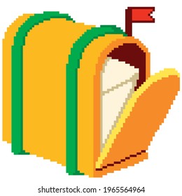 Yellow Pixel Vector Post Box Icon