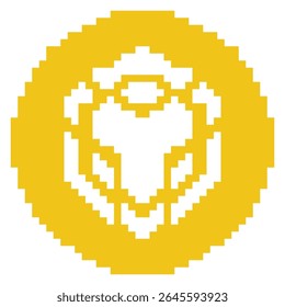 Ícone de criptomoeda Binance pixelada amarela.
