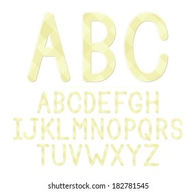 A yellow plaid baby shower themed font set. Eps 8 Vector.