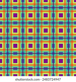 Yellow plaid geometric seamless pattern. Checkered green color isolated textile print pattern. Vector illustration on background