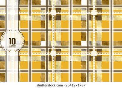 Yellow Plaid pattern, checkered grid seamless pattern, flannel motif vector illustration