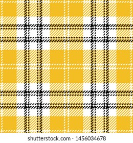 Yellow plaid pattern seamless vector background. Tartan check plaid in black, white, and yellow for modern textile design. Hounds tooth texture.