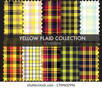 La colección de diseños de color tartán amarillo incluye 10 diseños adecuados para textiles y gráficos de moda