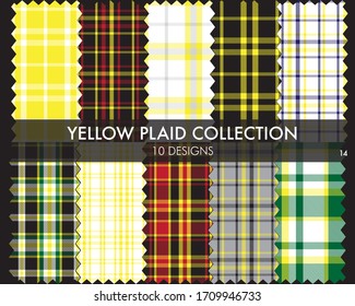 Yellow Plaid tartan seamless pattern collection includes 10 designs suitable for fashion textiles and graphics