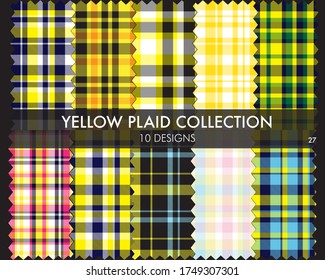 Yellow Plaid tartan seamless pattern collection includes 10 designs suitable for fashion textiles and graphics