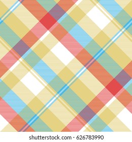 Yellow plaid tartan seamless pattern. Vector illustration.