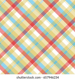 Yellow plaid tartan seamless pattern. Vector illustration.