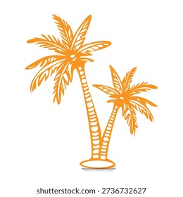yellow Plam Tree Images And White Background...