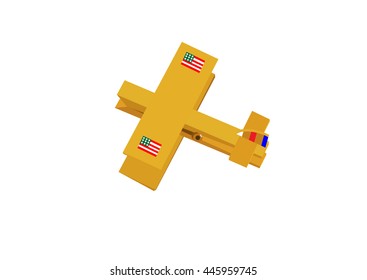 yellow plane and airship vector background illustration