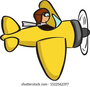 Yellow plane, illustration, vector on white background.