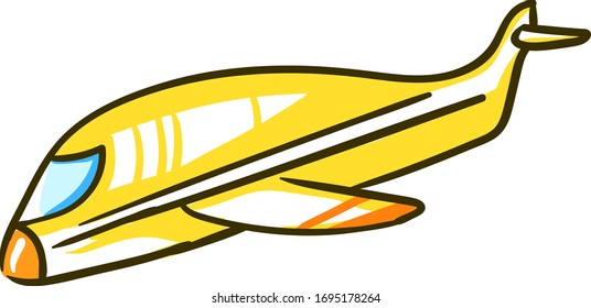 Yellow plane, illustration, vector on white background