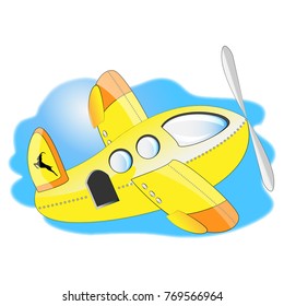 yellow plane in the sky