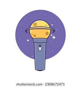 The Yellow Planet Microphone. Isolated Vector Illustration