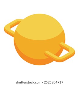 Yellow planet rotating with golden rings in the solar system on a white background