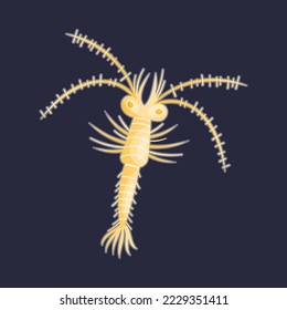 Yellow Plankton Water Organism Free Floating on Dark Background Vector Illustration