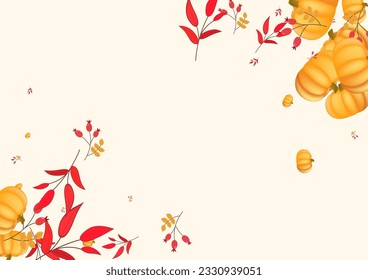 Yellow Plant Background Beige Vector. Vegetable Farm. Burgundy Floral Template. Botanical Texture. Colorful Leaf Pattern Set.