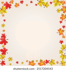 Yellow Plant Background BeigeVector. Foliage Celebrate Frame. Colorful Isolated Floral. Ground Leaf Illustration.