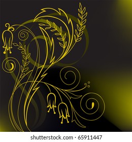 yellow plant composition on a black background