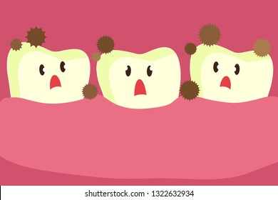Yellow plaque on the teeth. Vector illustration.