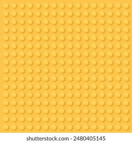 Yellow Plastic Baseplate with Circular Studs Vector, Square Template Perfect for Backgrounds, Textures, and Building Block Design Projects